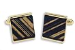 Cufflinks - Stripe Black and Clear Obsidian