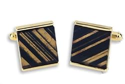 Cufflinks - Stripe Black and Clear Obsidian