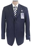Review Sean John  / Sean John Mens Single Breasted 2 Button Navy Blue Pinstripe Wool Suit - Size 44S