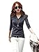SaiDeng Women's Long Sleeve V Neck Polo T Shirts Sexy Ladies Tops Sheer Blouses