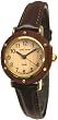 Tense Studded Round Face Wood Genuine Leather Brown Band Watch Women L7002S
