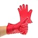 Corsicca Pot Oven BBQ Grilling Silicone Gloves Heat Resistant Mitts - Red (Lifetime Warranty)