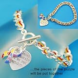 Autism Awareness Rainbow Puzzle Piece Ribbon Charm Bracelet