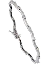 14k White Gold (3 mm wide) 7" Tennis Bracelet, w/ 18 Round Brilliant Diamonds; Total Carat Weight: 1.03; Clarity: SI; Color: H-I