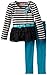Young Hearts Little Girls' 2 Piece Striped Rossette Shirt and Pant