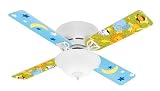 Hunter Fan 25715 Low Profile IV Plus Ceiling Fan, White with Moon and Stars/Jungle Blades