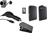 Accessory Master- NOIR Housse étui en Cuir pour htc wildfire S avec ecran protecteur voiture chargeur et voiture Support