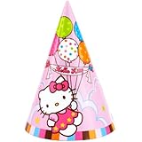 Amscan 8 Count Hello Kitty Balloon Dreams Party Cone Hats, 7-Inch