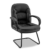 Alera Products - Alera - Nico Guest Chair, Black Leather - Sold As 1 Each - Lumbar support helps alleviate back pain. - Contoured seat and tufted cushions provide all day comfort. - Steel construction provides strength and durability. - Metal cantilever base. -