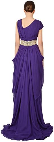 Naeem Khan Artfully Draped Chiffon Rhinestone Jeweled Gown Dress