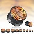 Black Acrylic Double Flat Flare Screw Fit Plug With 'Tiger Skin' Print - 5/8" - SOLD AS A PAIR