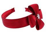 L. Erickson Cross Bow Headband - Red 100% Silk Charmeuse