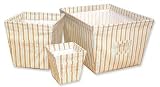 Cocoa Stripe Fabric Storage Bins-Set of 3
