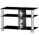 Sonorous LF6130 Black Glass and Silver Aluminium Stand for TV Sizes  upto 32inch