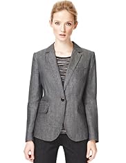 Autograph Pure Linen Notch Lapel Crosshatch Jacket
