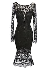 Sexy Long Sleeves Mermaid Lace Vintage Backless Cocktail Knee Length Evening Dress/Prom Dress/Party Dress/Wedding Dress 