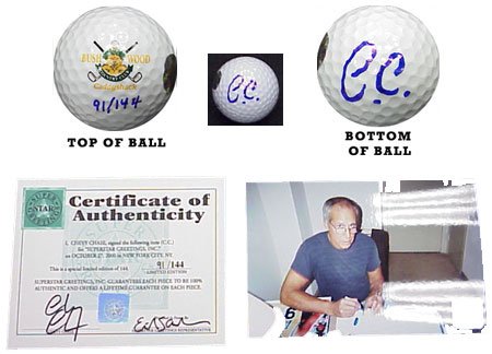 Buy Chevy Chase Signed C.C. Caddyshack Golf Ball Ltd Ed. 144 (Bushwood Country Club) by Superstar Greetings