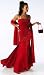 Fire - A Breathtaking, Floor Length Fully Lined Gown of Iridescent Red Satin with a Flouncy Bottom with a Train. Shawl Is Included. Hurry 1 only in Size:8! Meas: Bust:35, Midriff:31, Waist:27, Hips:38