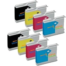 2 Sets Of 4 Compatible Ink Cartridges For Brother DCP-130C DCP-135C DCP-150C DCP-153C DCP-157C DCP-330C DCP-350C DCP-540CN DCP-560CN DCP-750CW DCP-770CW MFC-235C MFC-260C MFC-5860CN MFC660CN MFC-240C MFC-665CW MFC-680CN MFC-845CW MFC-885CW MFC-3360C MFC-440CN MFC-465CN MFC-5460CN FAX 1360 FAX 1460 FAX 1560