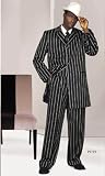 MENS 3PC WIDE PINSTRIP BLACK WITH WHITE STRIP FASHION ZOOT WITH VEST