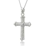 14k White Gold Cross Diamond Pendant Necklace (GH, SI-I, 0.25 carat)