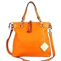CAVALCANTI Italian Paprika Orange Calf Leather Designer Tote Handbag