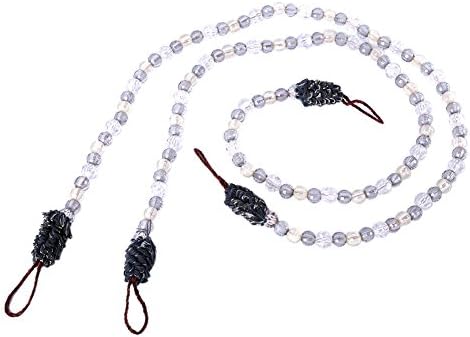 Kasjet Durable 1 Pair of Crystal Curtain Tieback/Beaded Rope Tie Grey