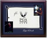 PGA Tiger Woods Autographed 2000 PGA Championship Pin Flag with Photos - Framed (UDA)