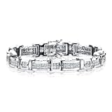 14K White Gold 6 2/3 ct. Princess Cut Diamond Tennis Bracelet (9)