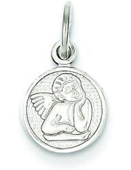 14K White Gold Angel Charm Pendant Religious Jewelry