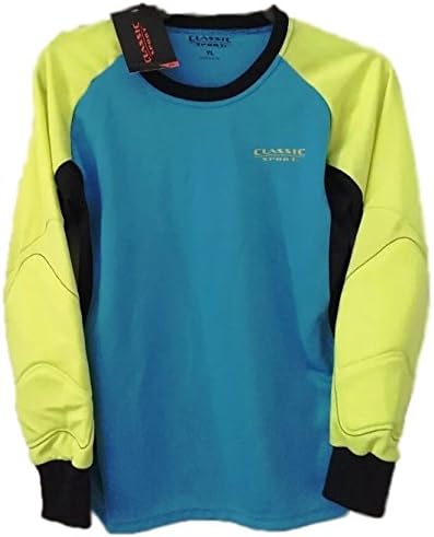Classic Sport Soccer Goalie Jersey Youth Padded Arm Blue Yellow Medium