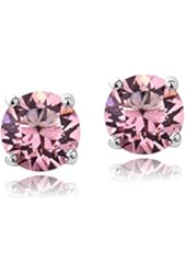 Silver Tone Birthstone Crystal Stud Earrings with Swarovski Elements