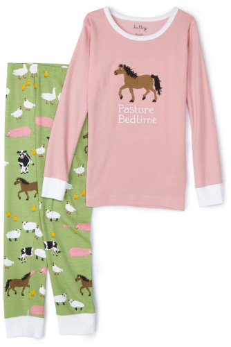 Hatley Girls Pasture Bedtime Pajama,Pink/Green