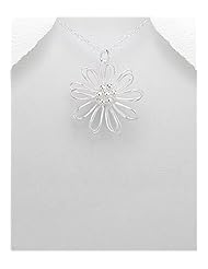 Flower Pendant Necklace In 92.5 Sterling Silver