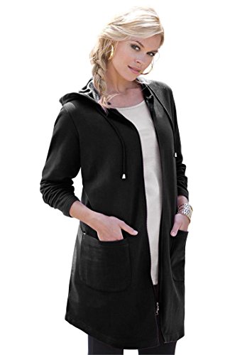 Roamans Women's Plus Size Lightweight Fleece Jacket Black,2X