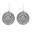 Round Triple Moon Goddess Blessing Dangle Earrings in Sterling Silver, #8072