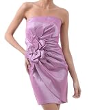 Large Flower Accent Iridescent Gathered Taffeta Evening / Cocktail / Prom / Formal Short Dress / Gown ( 2 Colors )