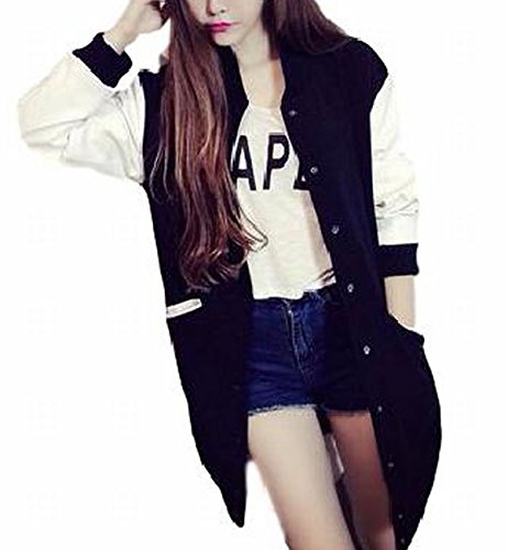 (ヴォンヴァーグ) ventvague あったか ゆったり バイカラー ロング スタジャン 薄手 M L 黒 レディース