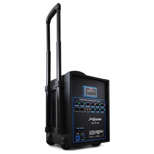 Mobile DJ PA-Komplettanlage – USB-SD-MP3 Unterstützung – Akku Funkmikrofon mobil Trolley