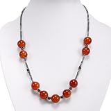 Handmade Silver, Agate, Jade and Red Coral Necklace