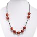 Handmade Carnelian Agate, Silver & Green Gemstone Necklace