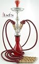 Aladin Evolution Wasserpfeife Diwan Shisha mit 4 Schl&auml;uchen - rot