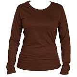 Long Sleeved Brown Classic Fit Tunic Length Womens' Solid color contoured T-Shirt, 100% cotton, 5 Adult Sizes