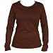 Long Sleeved Brown Classic Fit Tunic Length Womens' Solid color contoured T-Shirt, 100% cotton, 5 Adult Sizes