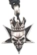 Skull King Crown Pentagram Real Pewter Pendant Necklace