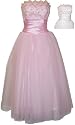 Strapless Tulle Prom Dress Formal Gown Gold Embroidery