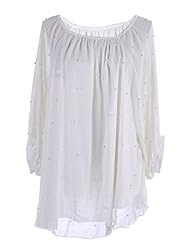 Scoop Neck  Bishop Long Sleeves  Dress With Pearls