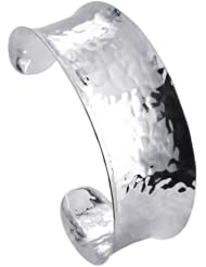 Handcrafted Sterling Silver Concave Tapered Hammered Cuff Bracelet 19mm