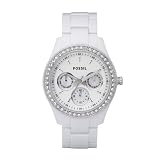 Fossil - ES1967 - Montre Femme - Quartz Analogique - Cadran Blanc - Bracelet Polycarbonate Blanc - Lunette Empierr�e