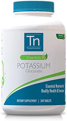 Trusted Nutrients Essentials: Potassium, 200 Count, 99 mg per Tablet, Potassium Gluconate, GMO Free